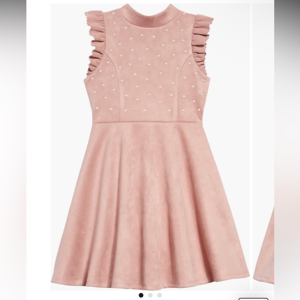 Ava & Yelly Mock Neck Faux Suede Dress